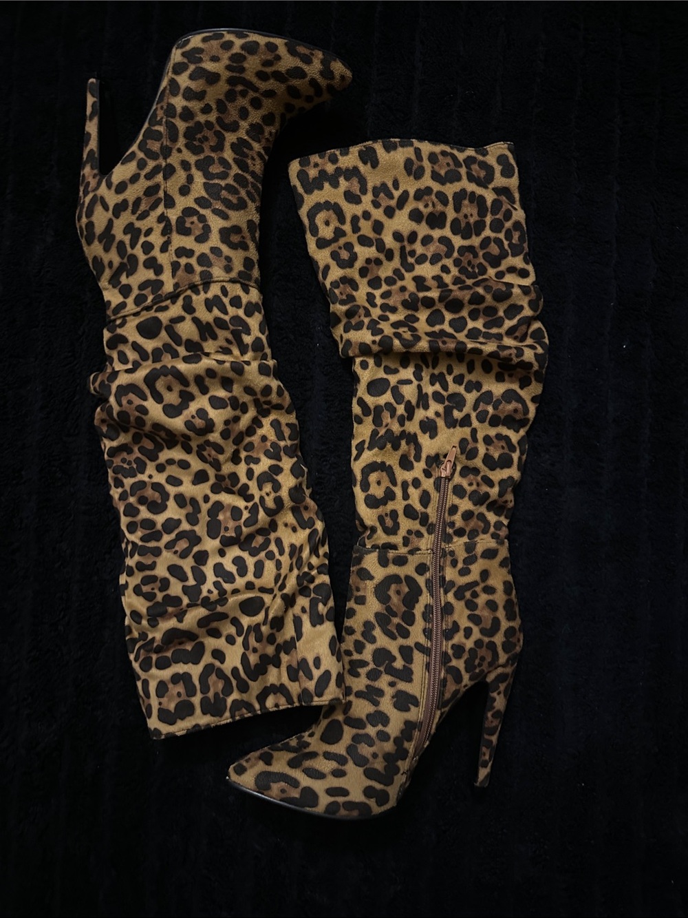 Leopard Suede Slouch Boots
